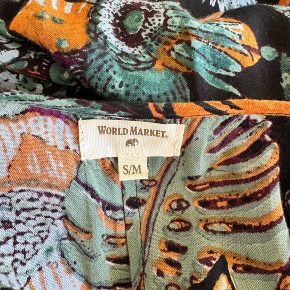 Cost Plus World Market Orange and Green Tiger Flutter Sleeve V-Neck Dress - Picture 5 of 9